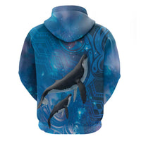 Paikea New Zealand Matariki Zip Hoodie Humpback Whale Taniko Motifs Ocean Vibes LT14 - Polynesian Pride