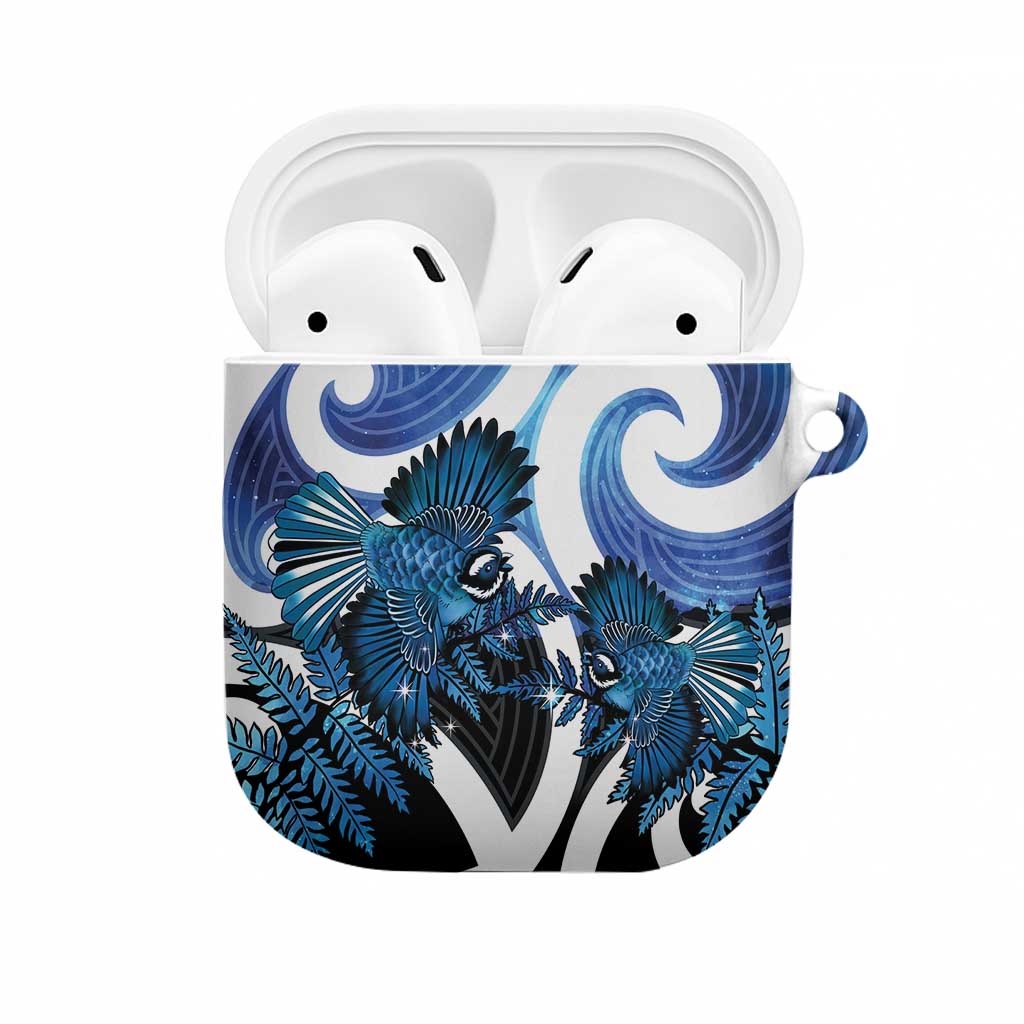 Piwakawaka New Zealand Matariki AirPods Case Maori New Year Silver Fern Blue Galaxy