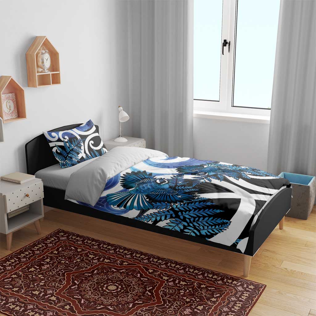Piwakawaka New Zealand Matariki Bedding Set Maori New Year Silver Fern Blue Galaxy LT14 - Polynesian Pride