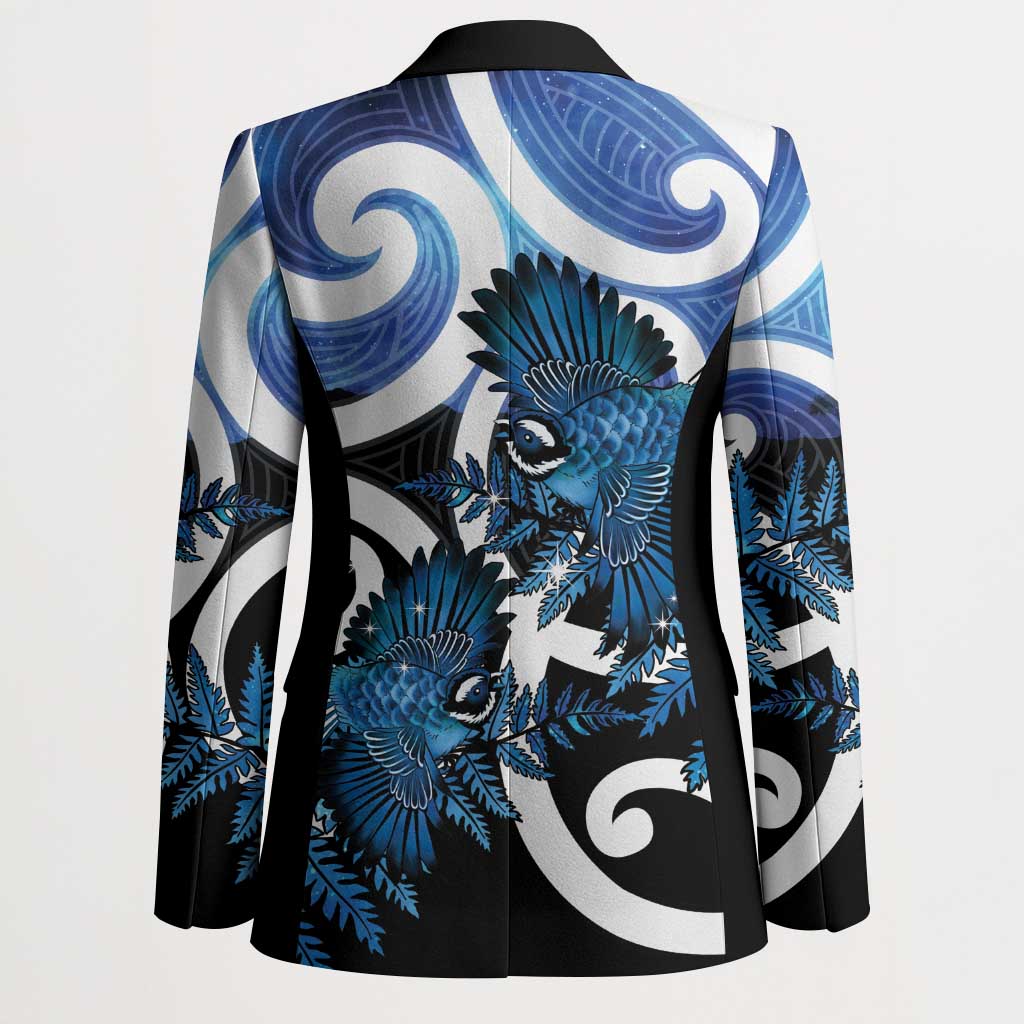 Piwakawaka New Zealand Matariki Blazer Maori New Year Silver Fern Blue Galaxy LT14 - Polynesian Pride