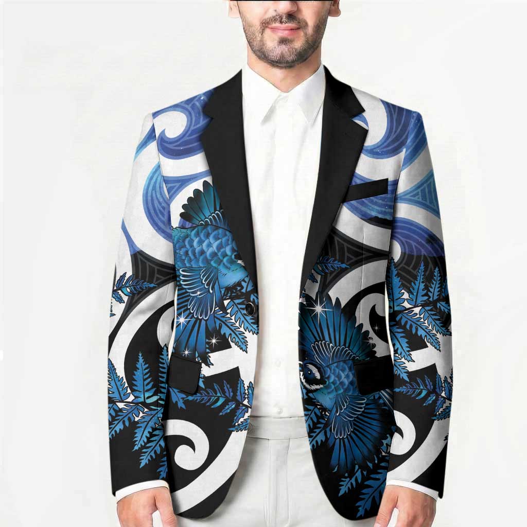 Piwakawaka New Zealand Matariki Blazer Maori New Year Silver Fern Blue Galaxy LT14 - Polynesian Pride