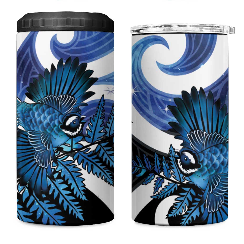 Piwakawaka New Zealand Matariki 4 in 1 Can Cooler Tumbler Maori New Year Silver Fern Blue Galaxy LT14 One Size: 16 oz Blue - Polynesian Pride