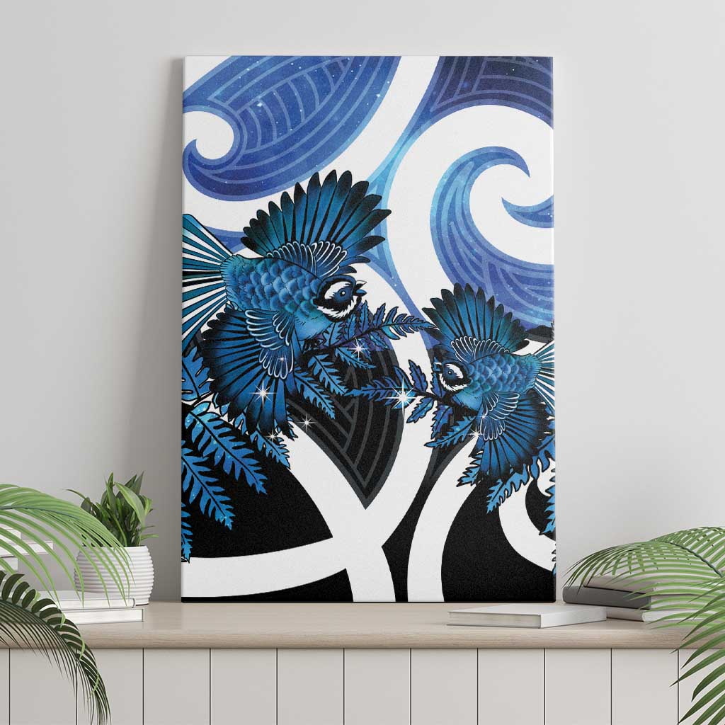 Piwakawaka New Zealand Matariki Canvas Wall Art Maori New Year Silver Fern Blue Galaxy LT14 - Polynesian Pride
