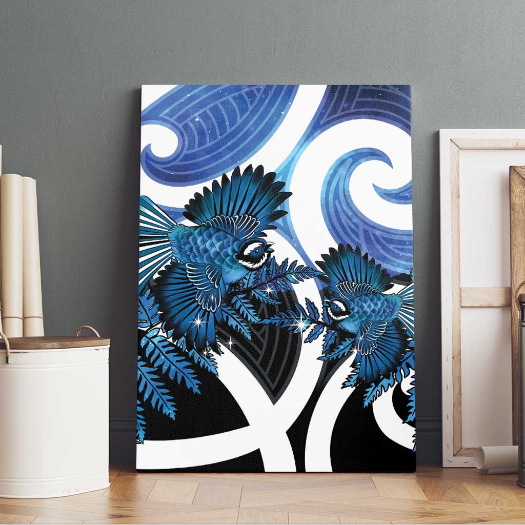 Piwakawaka New Zealand Matariki Canvas Wall Art Maori New Year Silver Fern Blue Galaxy LT14 - Polynesian Pride