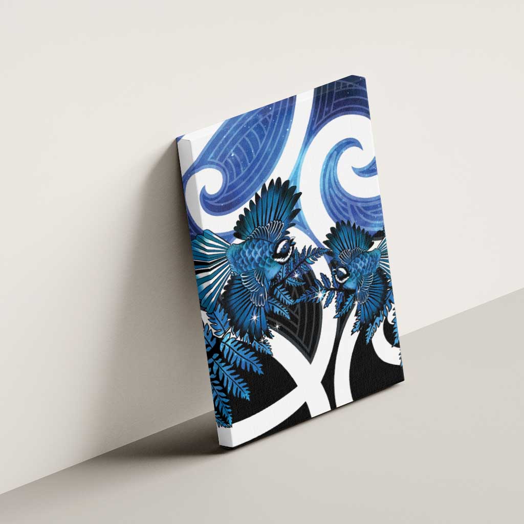Piwakawaka New Zealand Matariki Canvas Wall Art Maori New Year Silver Fern Blue Galaxy LT14 - Polynesian Pride