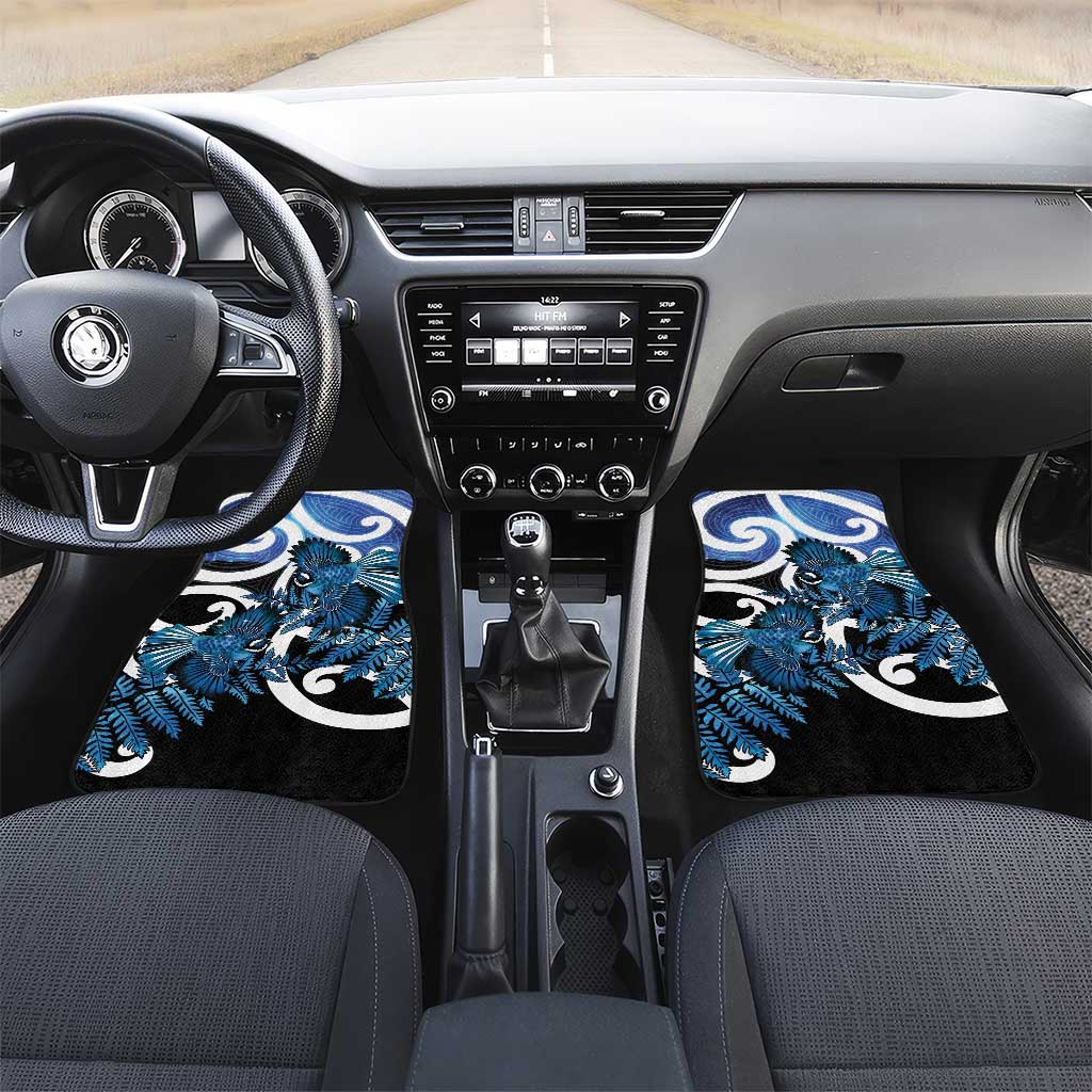 Piwakawaka New Zealand Matariki Car Mats Maori New Year Silver Fern Blue Galaxy LT14 Set 2pcs - Front Blue - Polynesian Pride