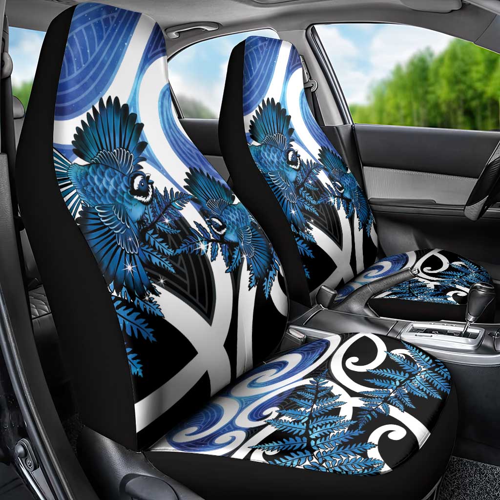 Piwakawaka New Zealand Matariki Car Seat Cover Maori New Year Silver Fern Blue Galaxy LT14 - Polynesian Pride