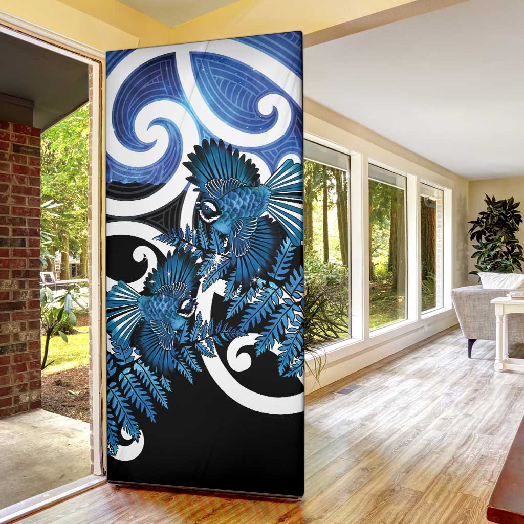 Piwakawaka New Zealand Matariki Door Cover Maori New Year Silver Fern Blue Galaxy LT14 - Polynesian Pride