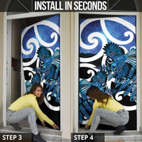 Piwakawaka New Zealand Matariki Door Cover Maori New Year Silver Fern Blue Galaxy LT14 - Polynesian Pride