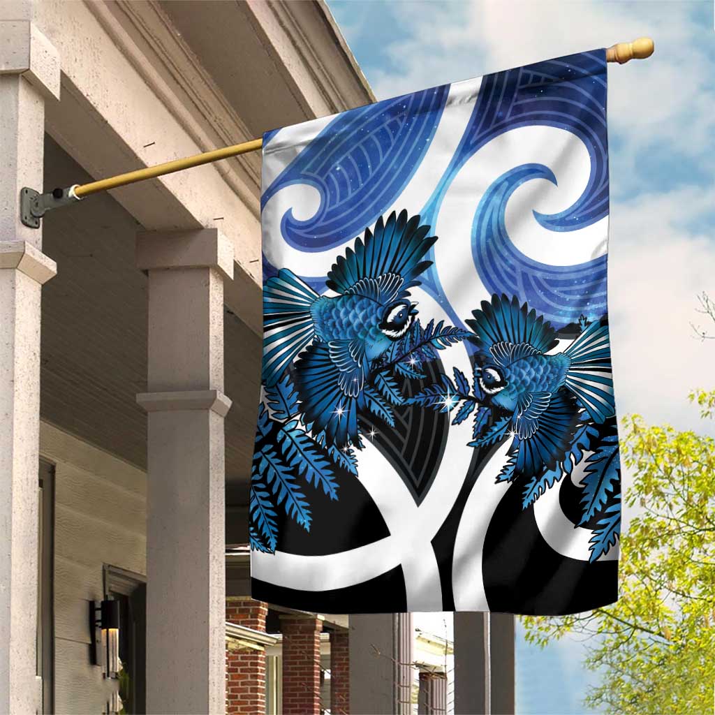 Piwakawaka New Zealand Matariki Garden Flag Maori New Year Silver Fern Blue Galaxy LT14 House Flag Blue - Polynesian Pride