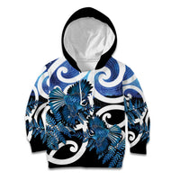 Piwakawaka New Zealand Matariki Kid Hoodie Maori New Year Silver Fern Blue Galaxy LT14 Hoodie Blue - Polynesian Pride
