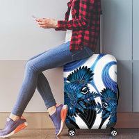 Piwakawaka New Zealand Matariki Luggage Cover Maori New Year Silver Fern Blue Galaxy LT14 - Polynesian Pride