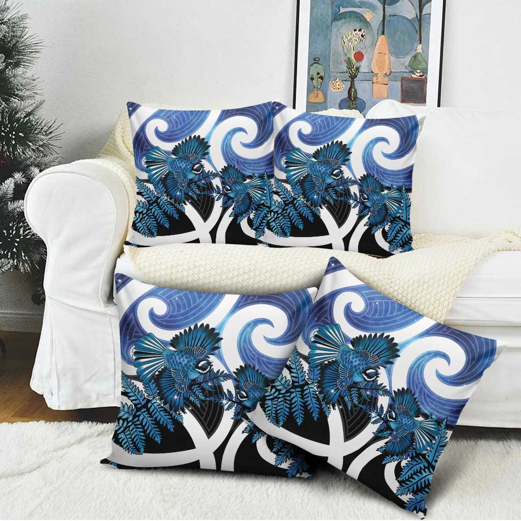 Piwakawaka New Zealand Matariki Pillow Cover Maori New Year Silver Fern Blue Galaxy LT14 - Polynesian Pride