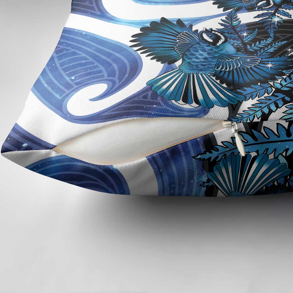 Piwakawaka New Zealand Matariki Pillow Cover Maori New Year Silver Fern Blue Galaxy LT14 - Polynesian Pride