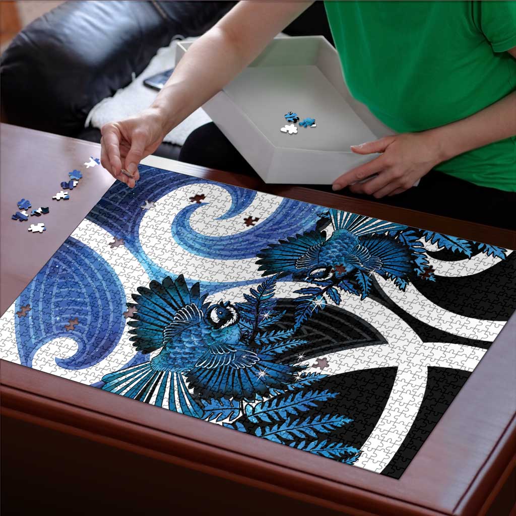 Piwakawaka New Zealand Matariki Puzzle Maori New Year Silver Fern Blue Galaxy LT14 - Polynesian Pride