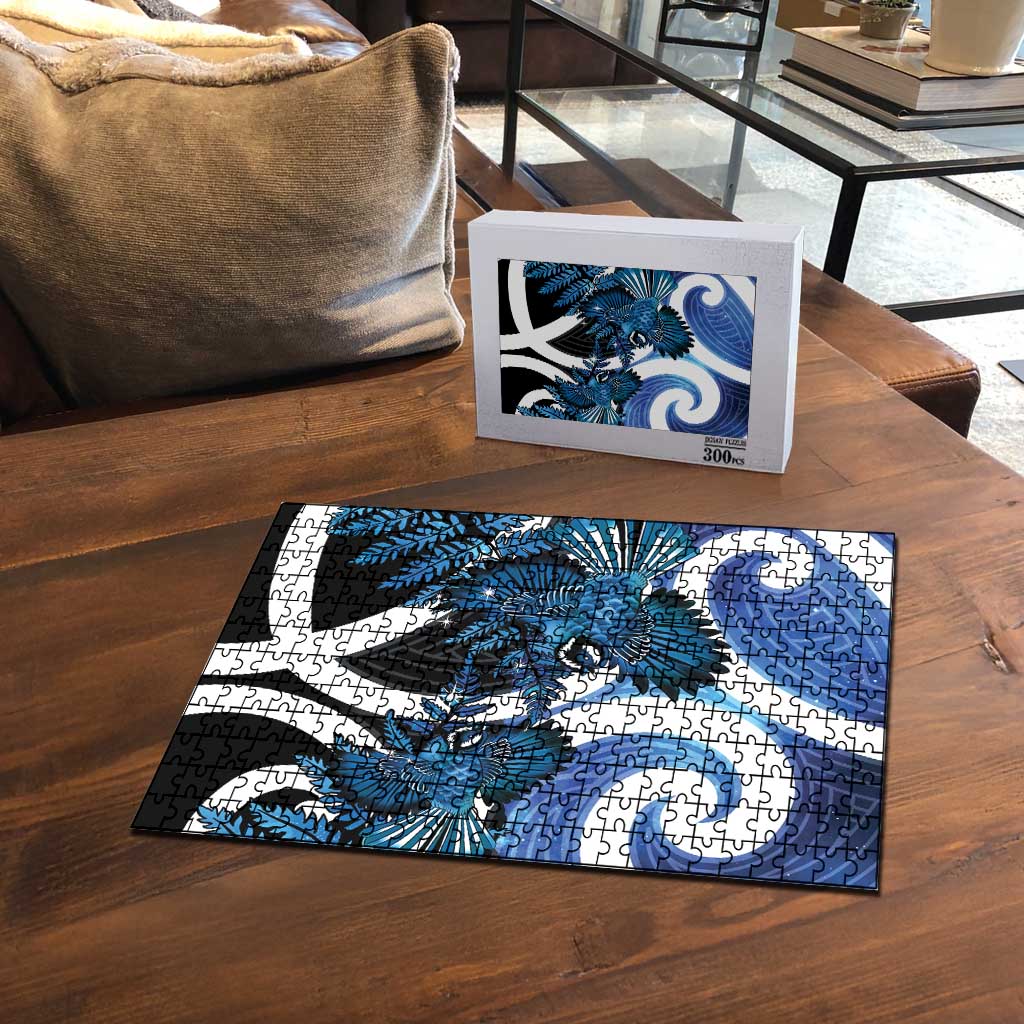 Piwakawaka New Zealand Matariki Puzzle Maori New Year Silver Fern Blue Galaxy LT14 - Polynesian Pride
