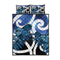 Piwakawaka New Zealand Matariki Quilt Bed Set Maori New Year Silver Fern Blue Galaxy LT14 - Polynesian Pride