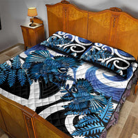 Piwakawaka New Zealand Matariki Quilt Bed Set Maori New Year Silver Fern Blue Galaxy LT14 - Polynesian Pride