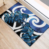 Piwakawaka New Zealand Matariki Rubber Doormat Maori New Year Silver Fern Blue Galaxy LT14 - Polynesian Pride