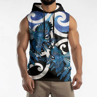 Piwakawaka New Zealand Matariki Sleeveless Hoodie Maori New Year Silver Fern Blue Galaxy LT14 - Polynesian Pride