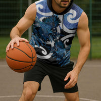 Piwakawaka New Zealand Matariki Sleeveless Hoodie Maori New Year Silver Fern Blue Galaxy LT14 - Polynesian Pride