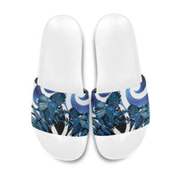 Piwakawaka New Zealand Matariki Slide Sandals Maori New Year Silver Fern Blue Galaxy LT14 Blue - Polynesian Pride