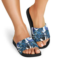 Piwakawaka New Zealand Matariki Slide Sandals Maori New Year Silver Fern Blue Galaxy LT14 - Polynesian Pride