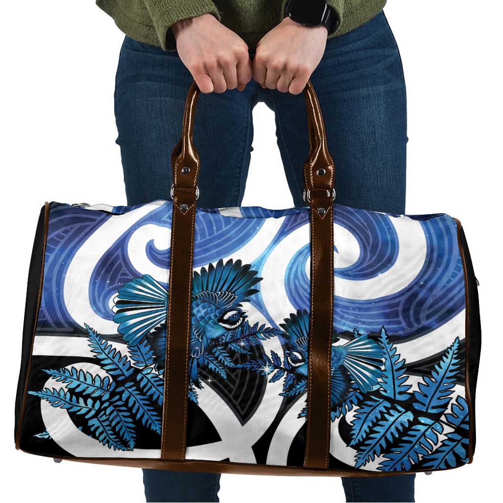 Piwakawaka New Zealand Matariki Travel Bag Maori New Year Silver Fern Blue Galaxy