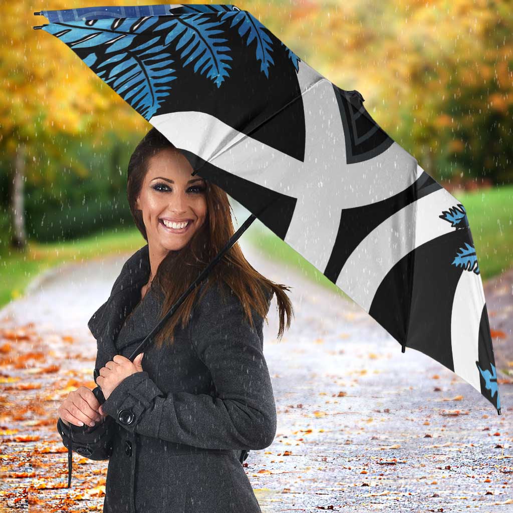 Piwakawaka New Zealand Matariki Umbrella Maori New Year Silver Fern Blue Galaxy LT14 - Polynesian Pride