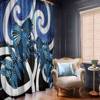 Piwakawaka New Zealand Matariki Window Curtain Maori New Year Silver Fern Blue Galaxy LT14 - Polynesian Pride