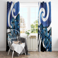 Piwakawaka New Zealand Matariki Window Curtain Maori New Year Silver Fern Blue Galaxy LT14 - Polynesian Pride