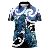 Piwakawaka New Zealand Matariki Women Polo Shirt Maori New Year Silver Fern Blue Galaxy LT14 Female Blue - Polynesian Pride