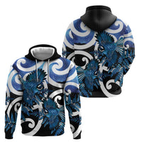 Piwakawaka New Zealand Matariki Zip Hoodie Maori New Year Silver Fern Blue Galaxy LT14 - Polynesian Pride