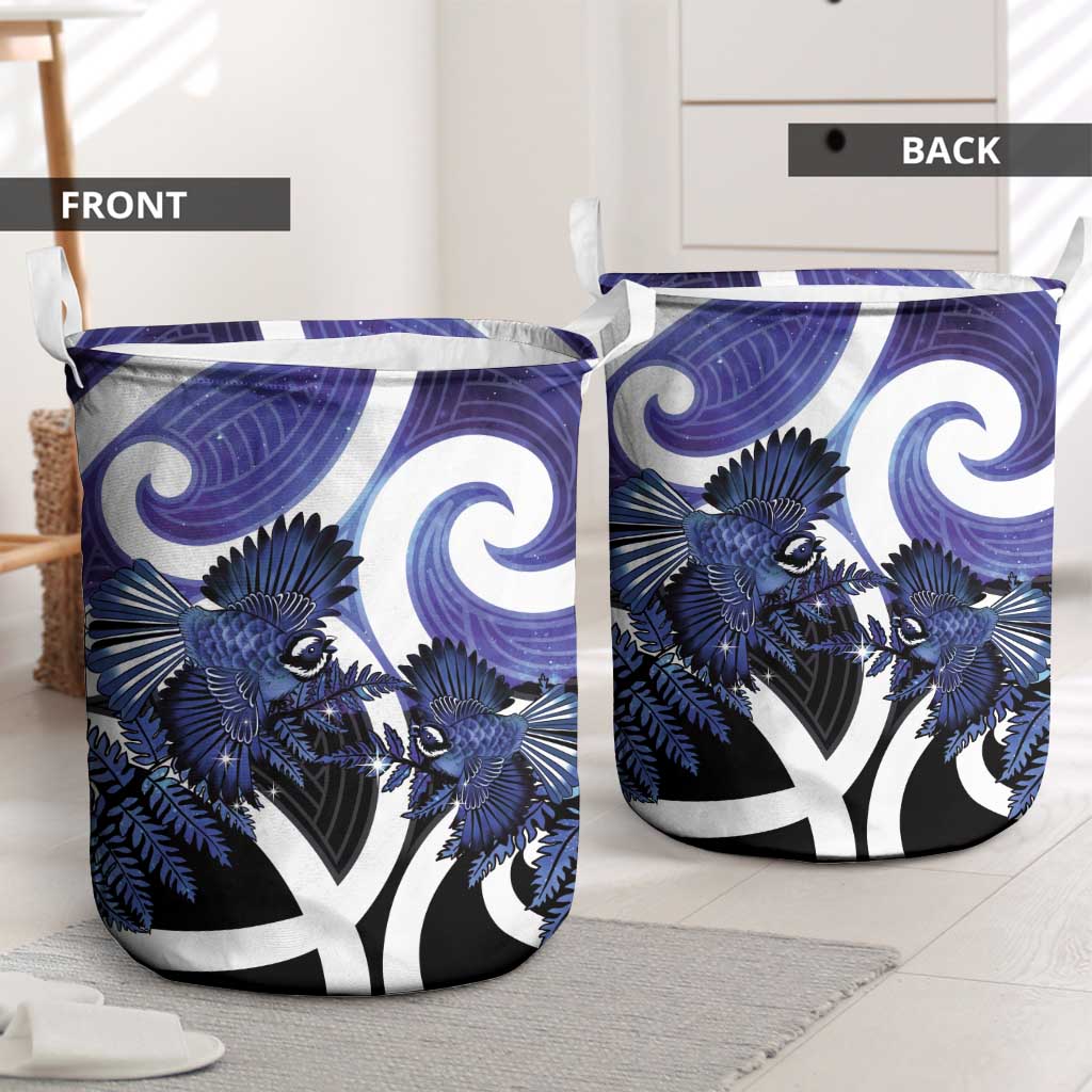 Piwakawaka New Zealand Matariki Laundry Basket Maori New Year Silver Fern Purple Galaxy LT14 - Polynesian Pride