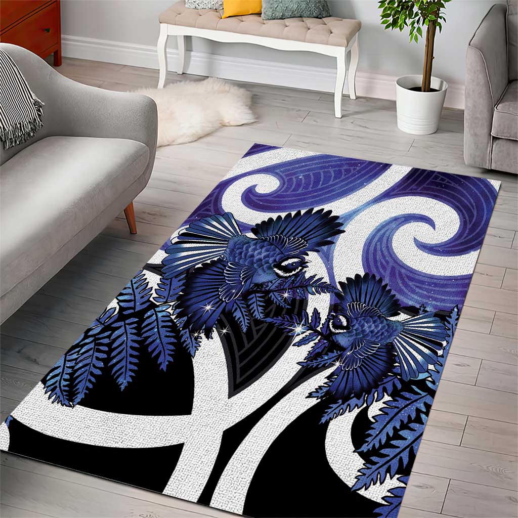 Piwakawaka New Zealand Matariki Area Rug Maori New Year Silver Fern Purple Galaxy LT14 - Polynesian Pride