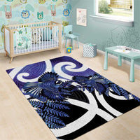 Piwakawaka New Zealand Matariki Area Rug Maori New Year Silver Fern Purple Galaxy LT14 - Polynesian Pride