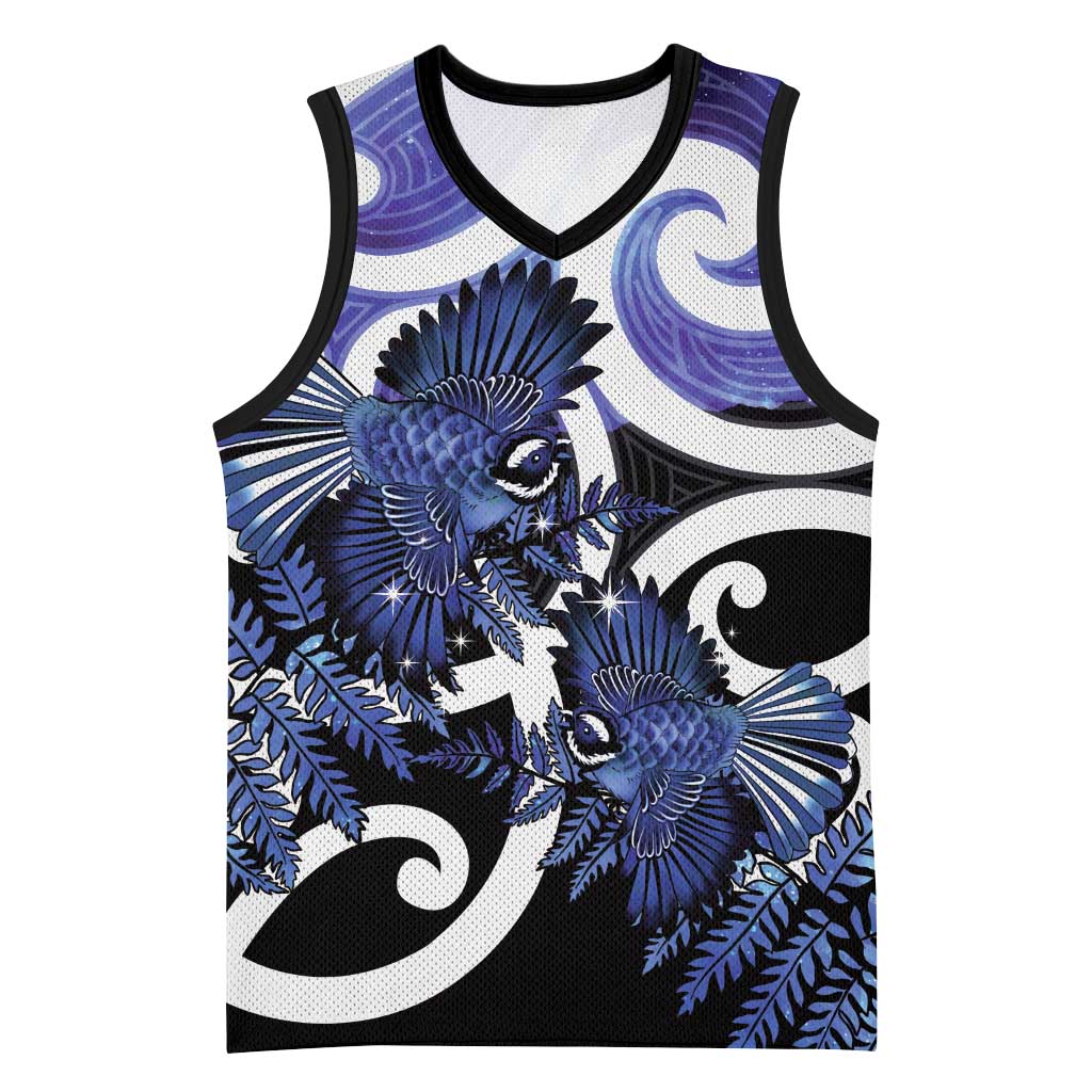 Piwakawaka New Zealand Matariki Basketball Jersey Maori New Year Silver Fern Purple Galaxy LT14 Unisex Purple - Polynesian Pride