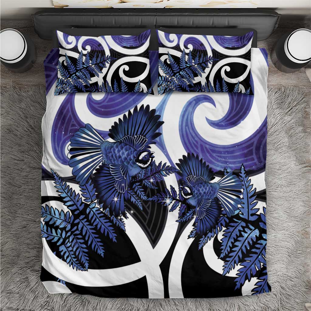 Piwakawaka New Zealand Matariki Bedding Set Maori New Year Silver Fern Purple Galaxy LT14 Purple - Polynesian Pride