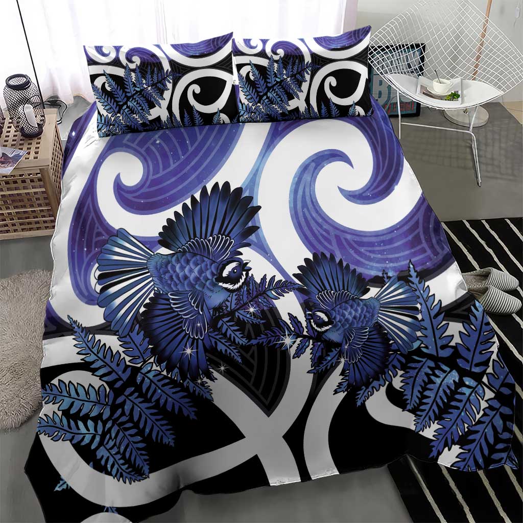 Piwakawaka New Zealand Matariki Bedding Set Maori New Year Silver Fern Purple Galaxy LT14 - Polynesian Pride