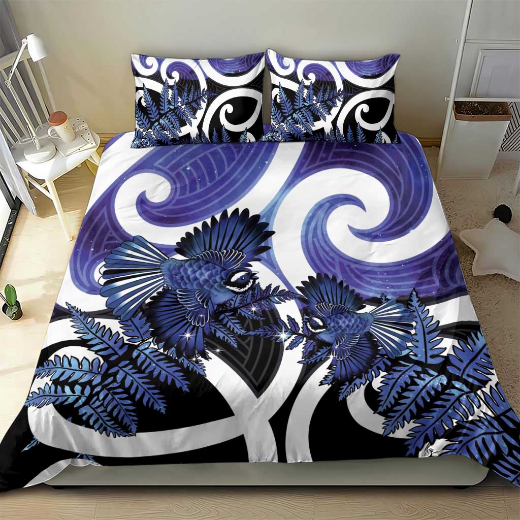 Piwakawaka New Zealand Matariki Bedding Set Maori New Year Silver Fern Purple Galaxy LT14 - Polynesian Pride