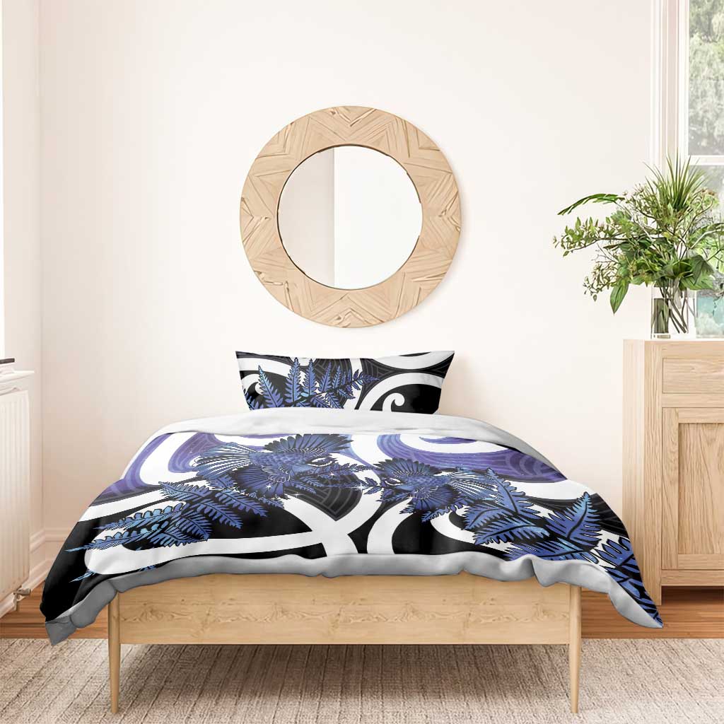 Piwakawaka New Zealand Matariki Bedding Set Maori New Year Silver Fern Purple Galaxy LT14 - Polynesian Pride