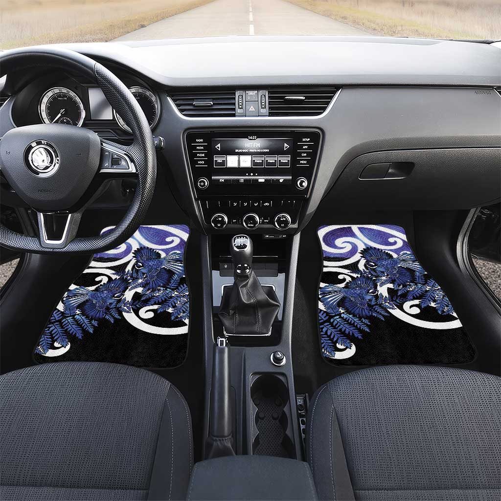 Piwakawaka New Zealand Matariki Car Mats Maori New Year Silver Fern Purple Galaxy LT14 Set 2pcs - Front Purple - Polynesian Pride