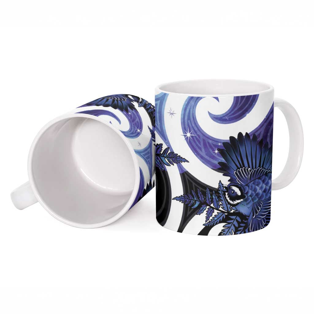 Piwakawaka New Zealand Matariki Ceramic Mug Maori New Year Silver Fern Purple Galaxy LT14 - Polynesian Pride