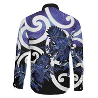 Piwakawaka New Zealand Matariki Family Matching Off Shoulder Maxi Dress and Hawaiian Shirt Maori New Year Silver Fern Purple Galaxy LT14 - Polynesian Pride