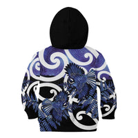Piwakawaka New Zealand Matariki Kid Hoodie Maori New Year Silver Fern Purple Galaxy LT14 - Polynesian Pride