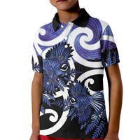 Piwakawaka New Zealand Matariki Kid Polo Shirt Maori New Year Silver Fern Purple Galaxy LT14 Kid Purple - Polynesian Pride