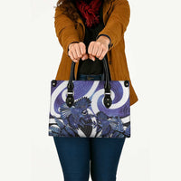 Piwakawaka New Zealand Matariki Leather Bag Maori New Year Silver Fern Purple Galaxy LT14 - Polynesian Pride