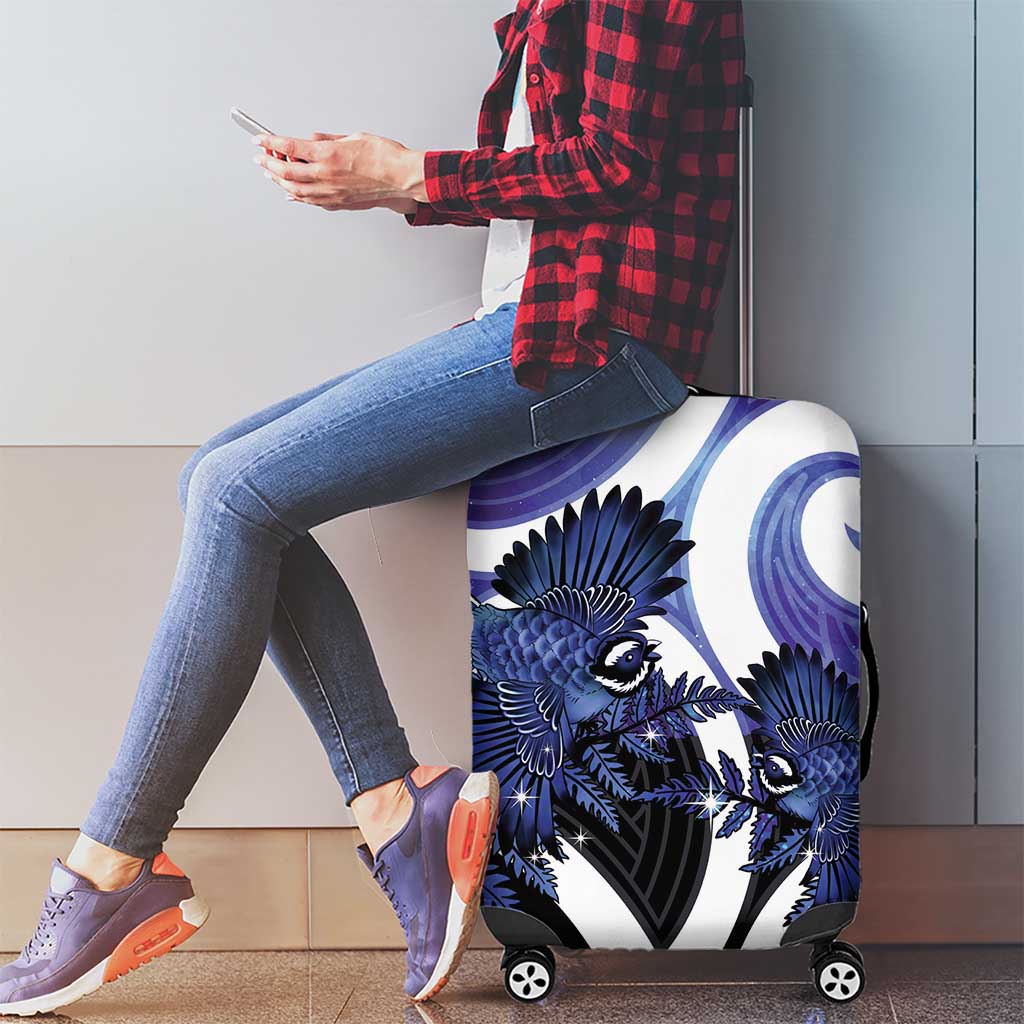 Piwakawaka New Zealand Matariki Luggage Cover Maori New Year Silver Fern Purple Galaxy LT14 - Polynesian Pride
