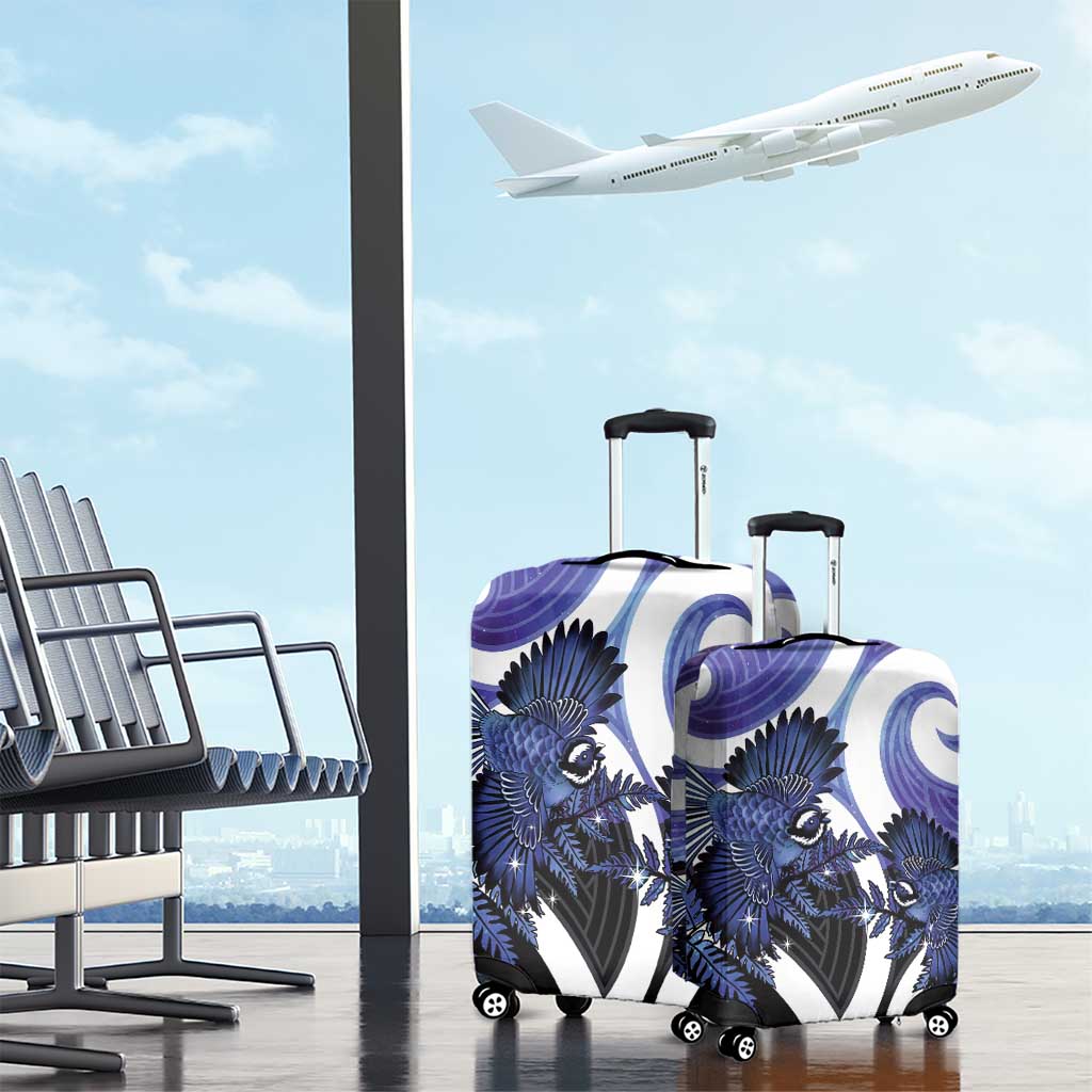 Piwakawaka New Zealand Matariki Luggage Cover Maori New Year Silver Fern Purple Galaxy LT14 - Polynesian Pride