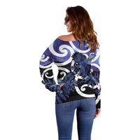 Piwakawaka New Zealand Matariki Off Shoulder Sweater Maori New Year Silver Fern Purple Galaxy LT14 - Polynesian Pride